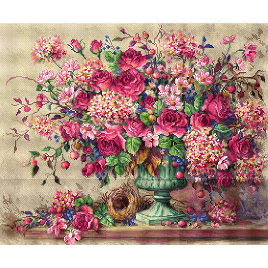 11ct Stamped Cross Stitch Pink Flower (50*42cm)