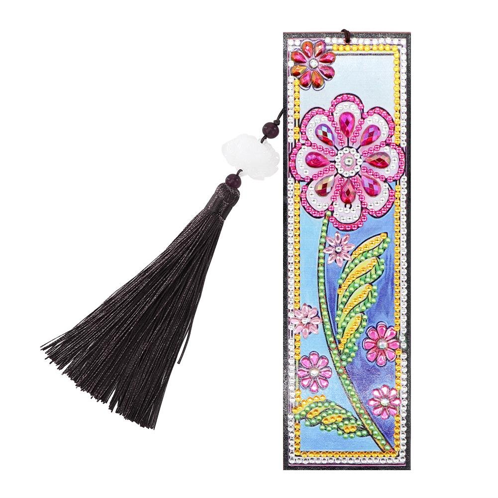 DIY Special Shaped Diamond Painting Flower Leather Bookmarks