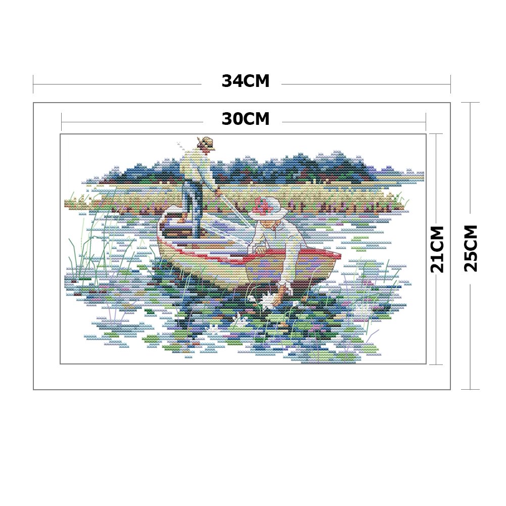 14ct Stamped Cross Stitch - On the boat (34*25cm)