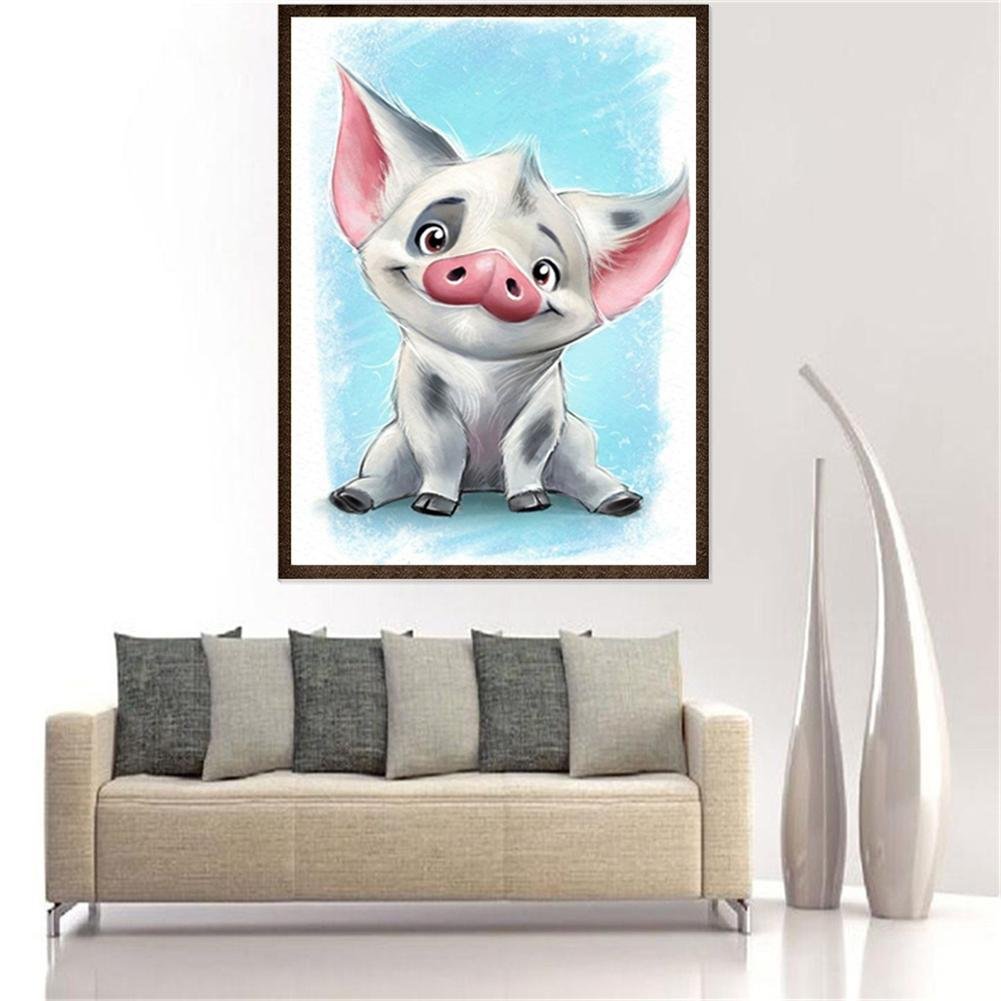 Diamond Painting - Partial Round - Cartoon Pig