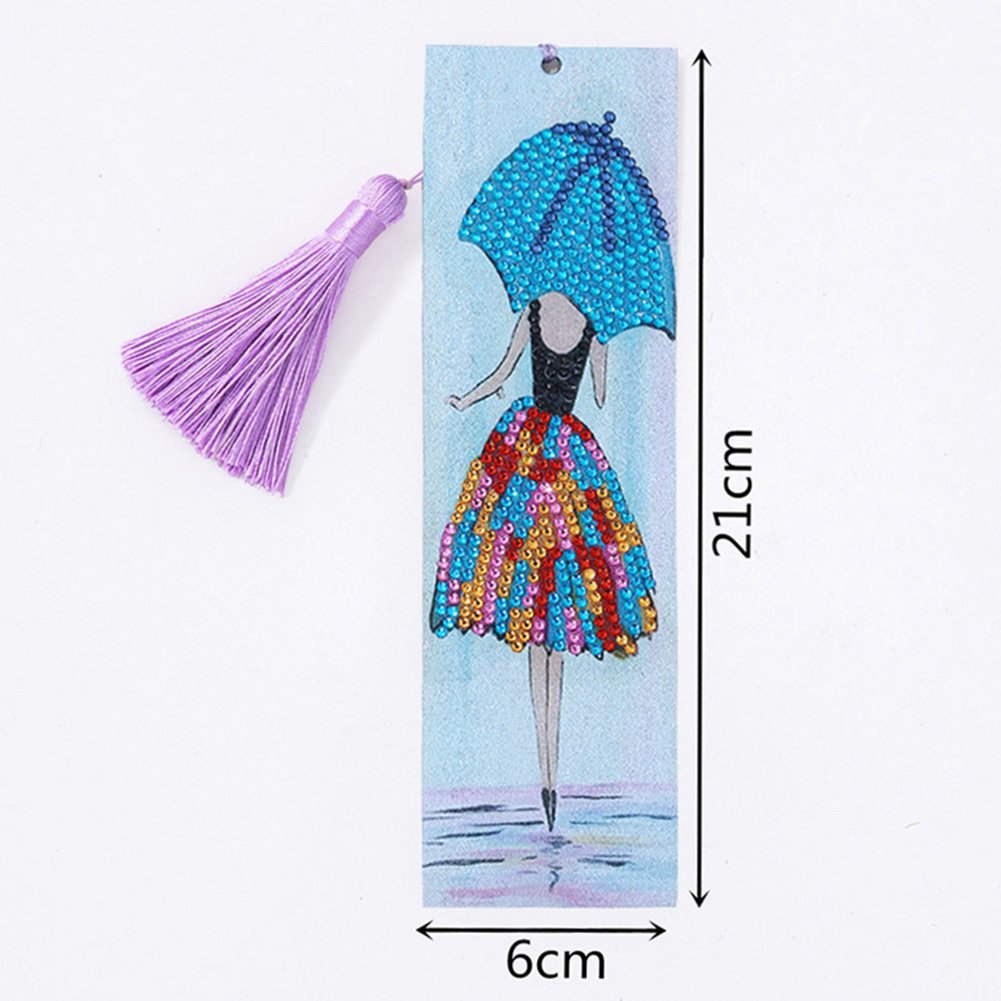 DIY Girl Special Shaped Diamond Painting Leather Bookmark
