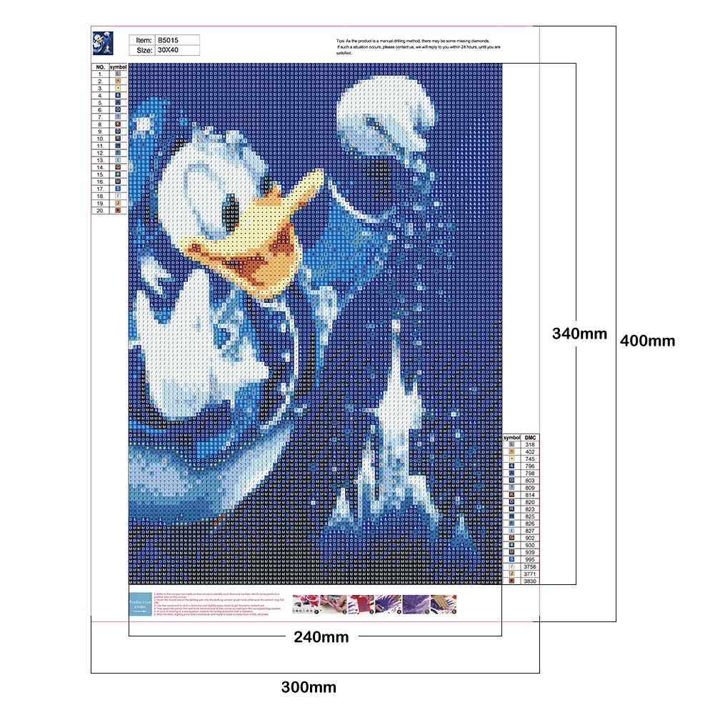 Donald Duck Diamond Art Canvas Size