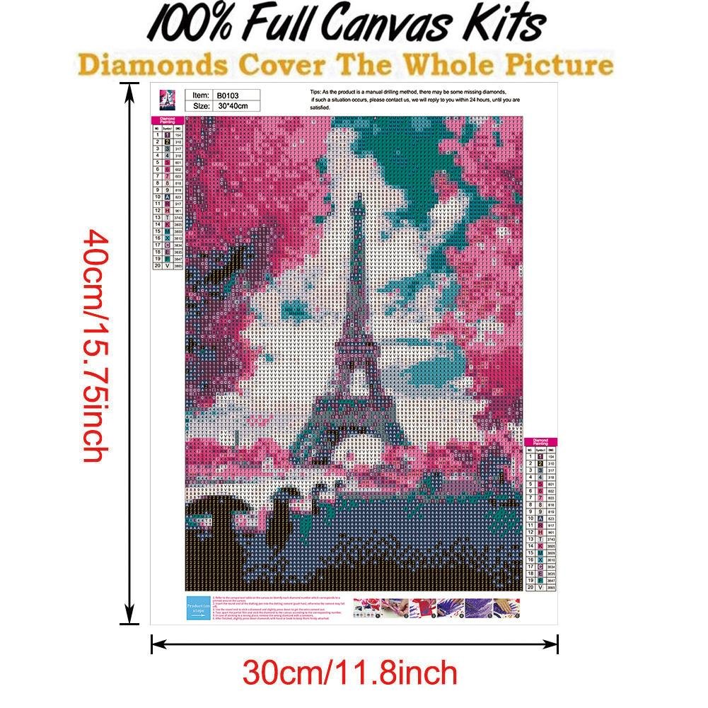 Pintura Diamante - Redondo Completo - Torre Eiffel A