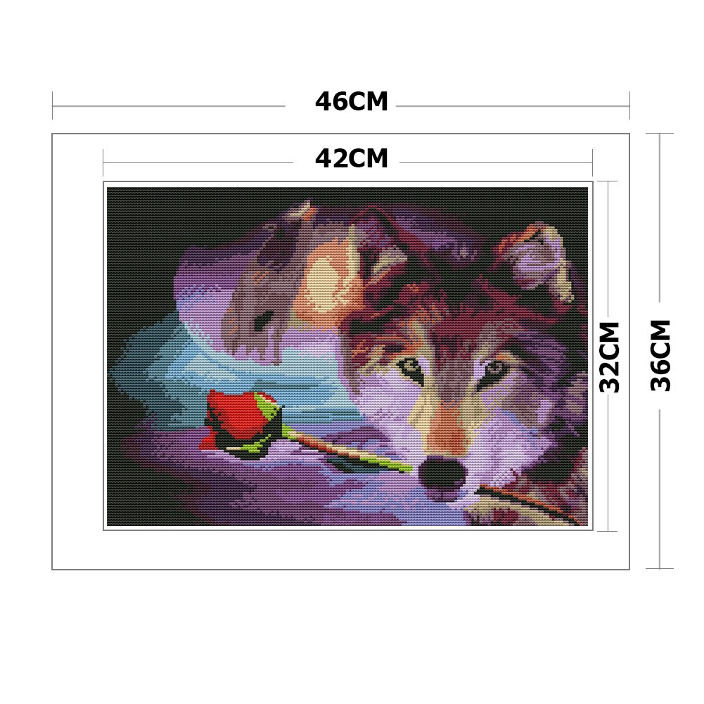 Ponto Cruz Estampado 11ct - Lobo (36*46cm)