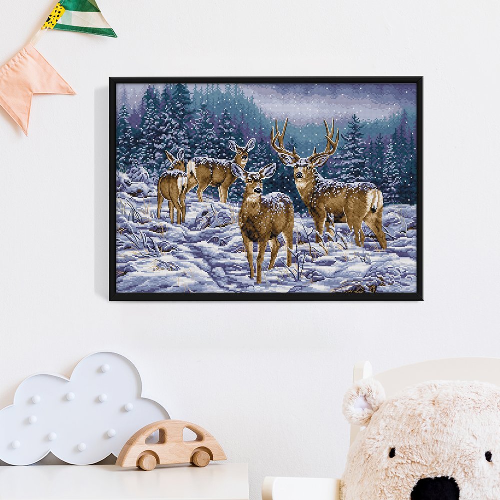 14ct Stamped Cross Stitch - Snow Deer (53*38cm)