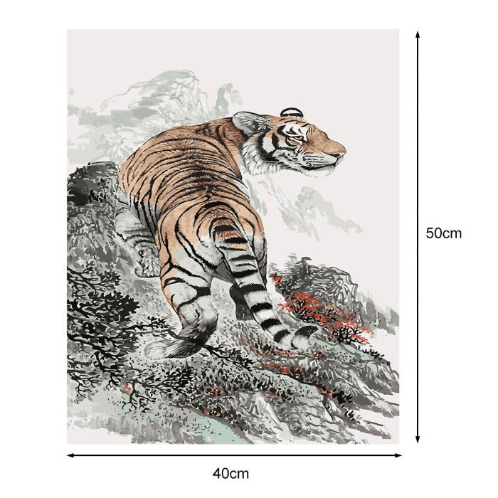 Mountain Tiger Hand Painted Canvas Oil Art Picture Craft Home Wall Decor