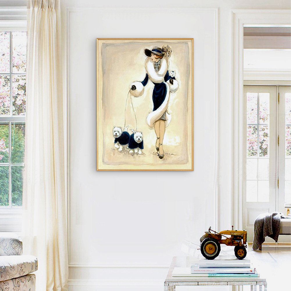 Diamond Painting - Full Round - Lady and Dogs