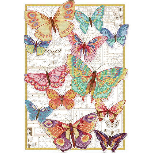 11ct Stamped Cross Stitch Colorful Butterflies Flying(40*55cm)