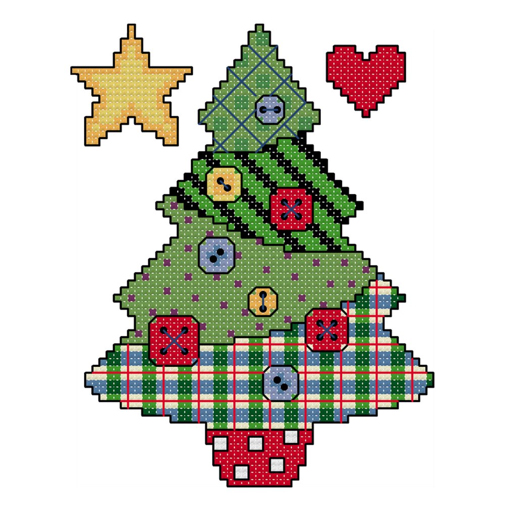 14ct Stamped Cross Stitch Button Christmas Tree (14*17cm)