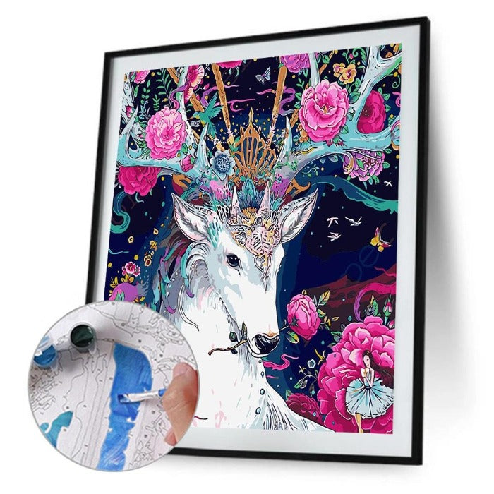 DIY Digital Oil Painting By Numbers Kits Flower Deer Wall Art