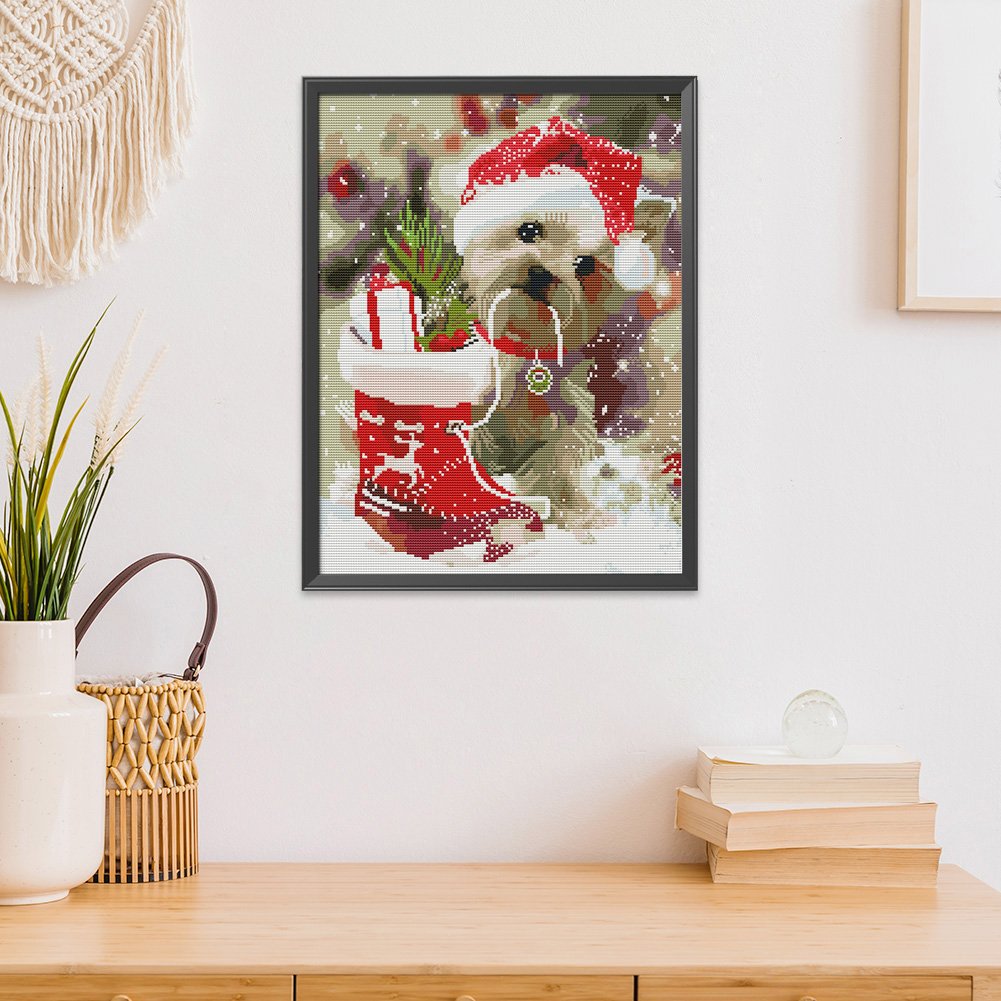 11ct Stamped Cross Stitch Christmas Dogs (50*40cm)