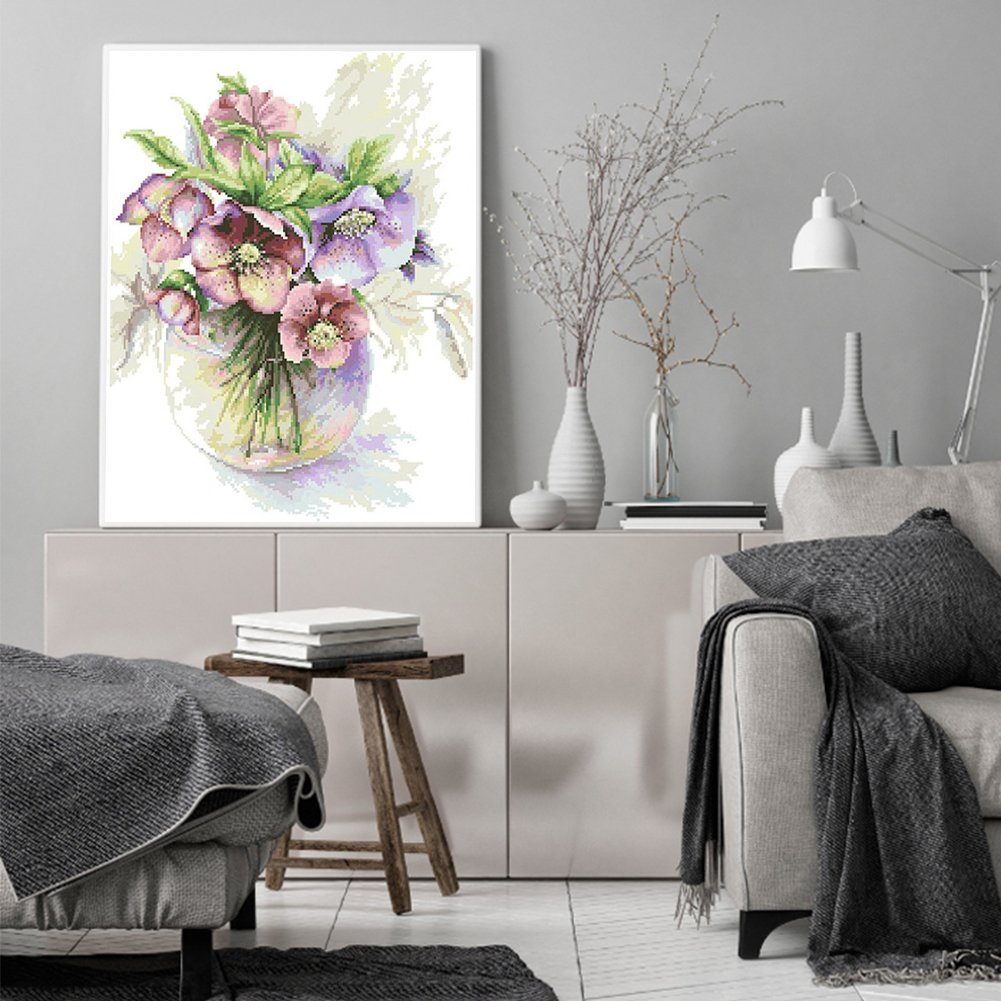 11ct Stamped Cross Stitch - Purple Veratrum  ( 40*50cm)