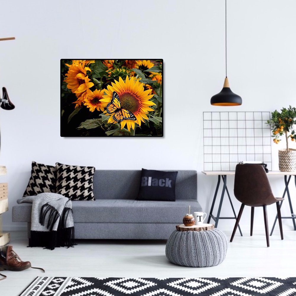 Diamond Painting - Full Round - Sunflower Butterfly B