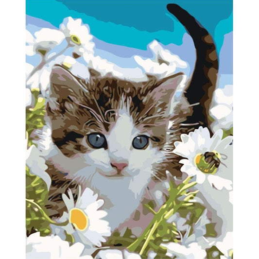 Paint By Number Oil Painting Cat In The Flowers (40*50cm)