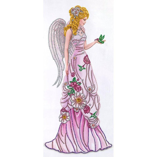 DIY 5D Crystal Rhinestone Diamond Painting Kit Pink Dress Angel (30*60cm)