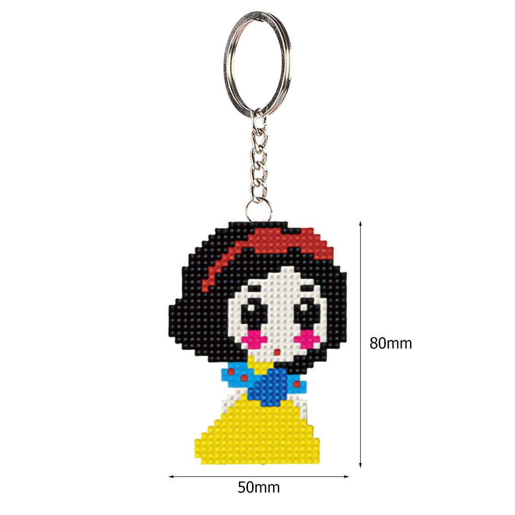 Snow White Stamped Beads Cross Stitch Keychain