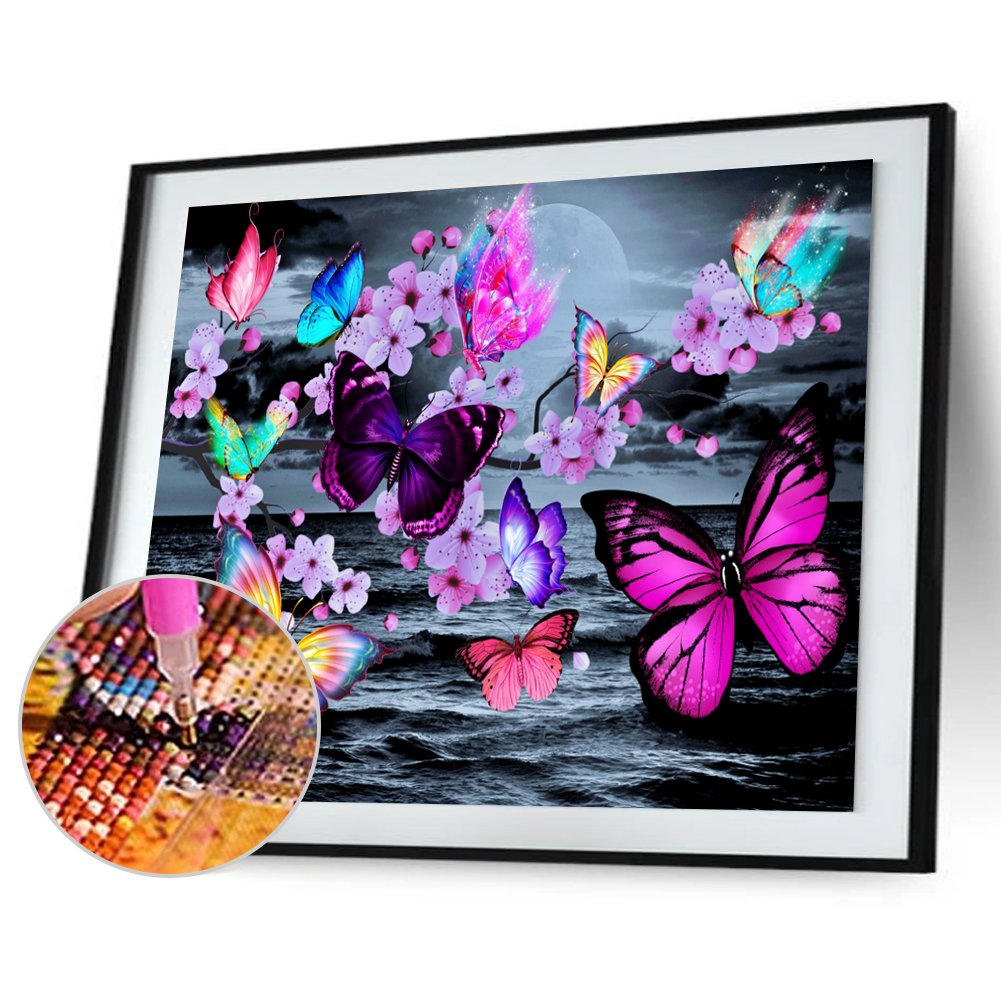 Diamond Painting - Full Round - Flower Butterfly G