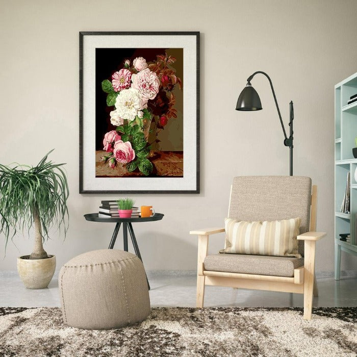 DIY Color Flowers Hand Painted Canvas Oil Art Picture Craft Home Wall