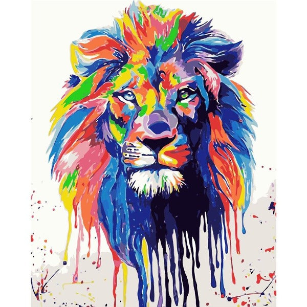 Hand Painted Colorful Lion Artwork Canvas Digital Oil Art Picture Craft Home Wall Decor