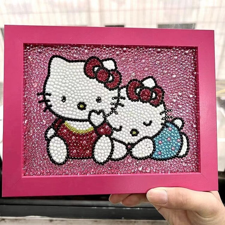 hello kitty Crystal Rhinestone diamond painting kit for kids with pink frame Tk14