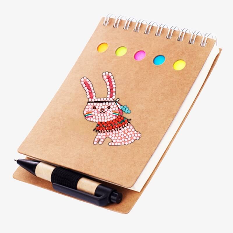 a Indian rabbit diy diamond painting round rhinestones sticker on the notebook