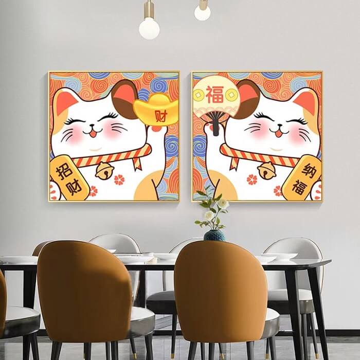 japanese lucky cat 5d diamond painting home wall decoration