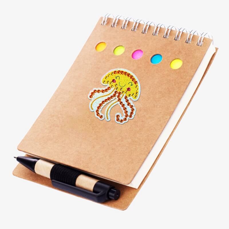 yellow jellyfish diamond painting mosaic adhesive sticker on notebook
