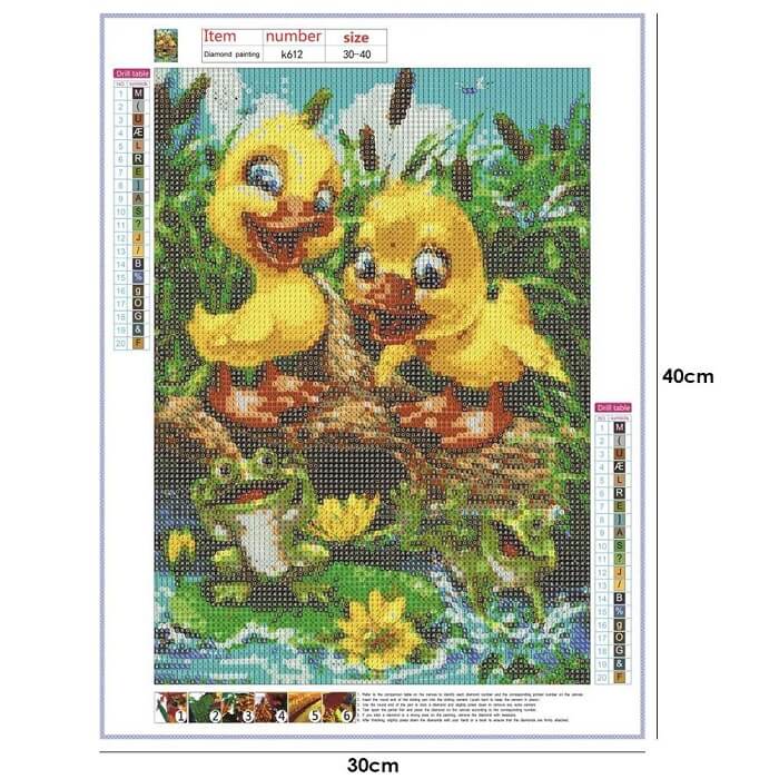kids diamond painting ducklings frog canvas size