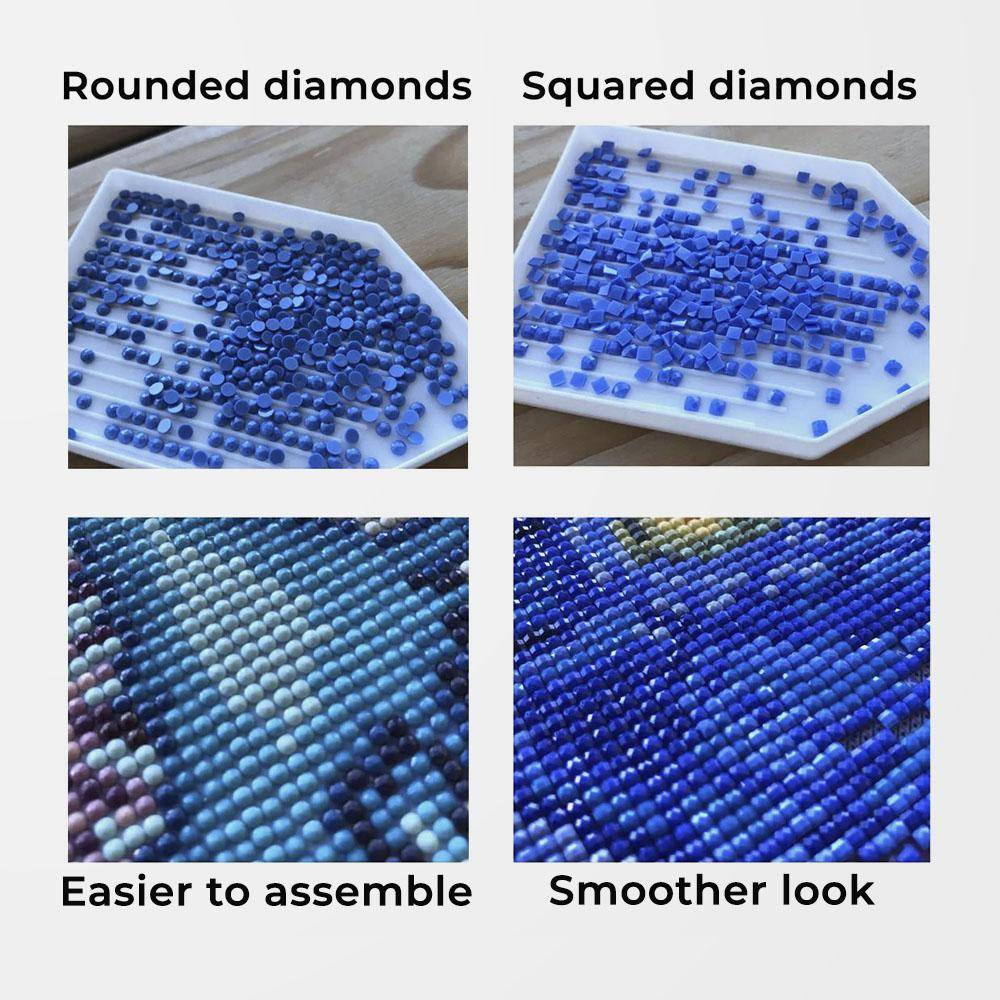 Tiger Lion Full Round Square Diamond Painting Kits DIY Steps