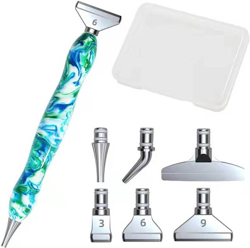 Diamond Painting Pen with 6 Replacement Metal Tips & Storage Box Blue White Porcelain