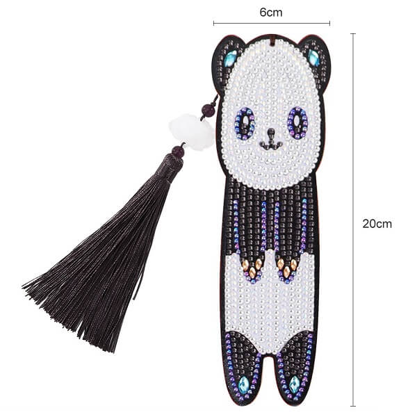 panda tassel leather diamond painting bookmark size