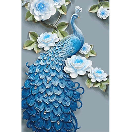 blue peacock diamond painting full round drill