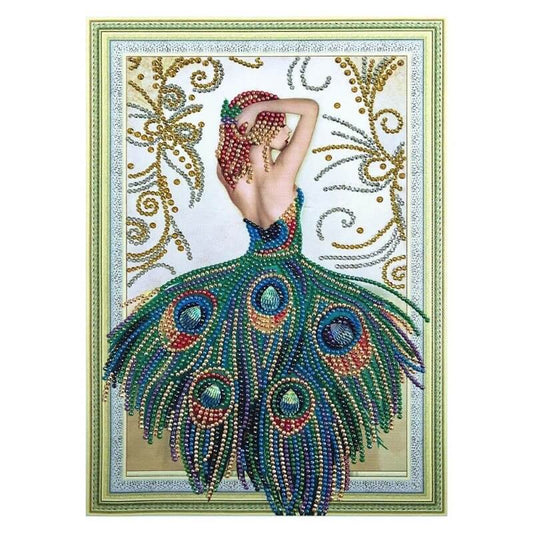 beauty in peacock dress special shaped diamond painting