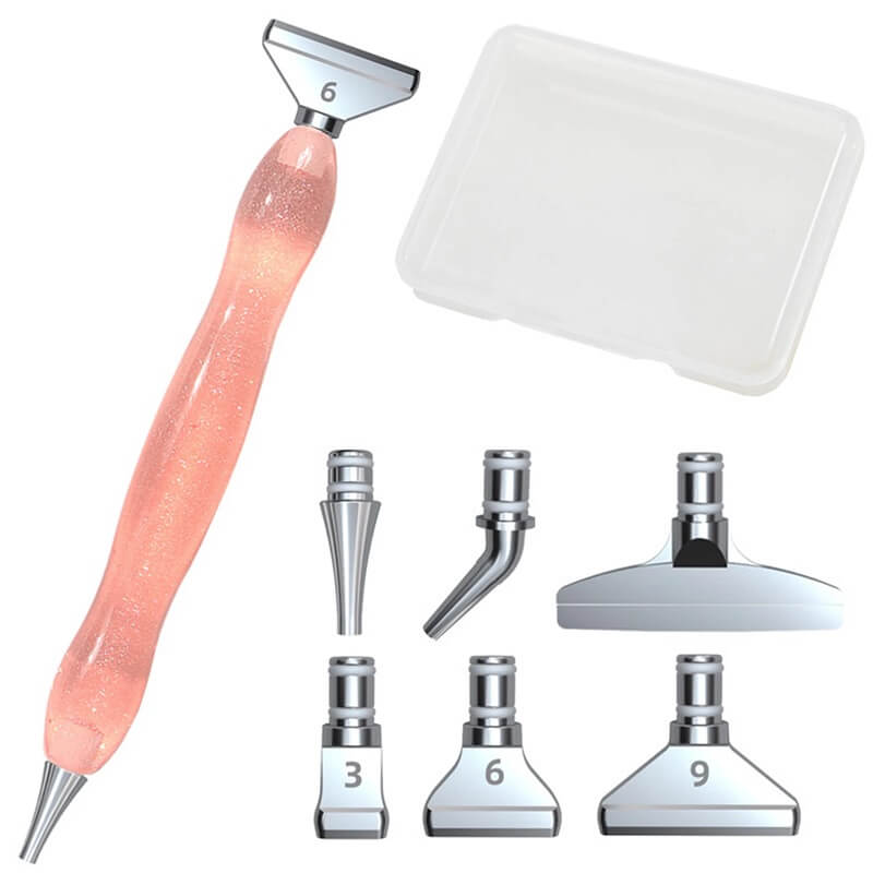 Pink Diamond Painting Pen with 6 Replacement Metal Tips & Storage Box