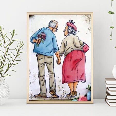 Diamond Painting - Full Drill - Romantic Date Old Couple