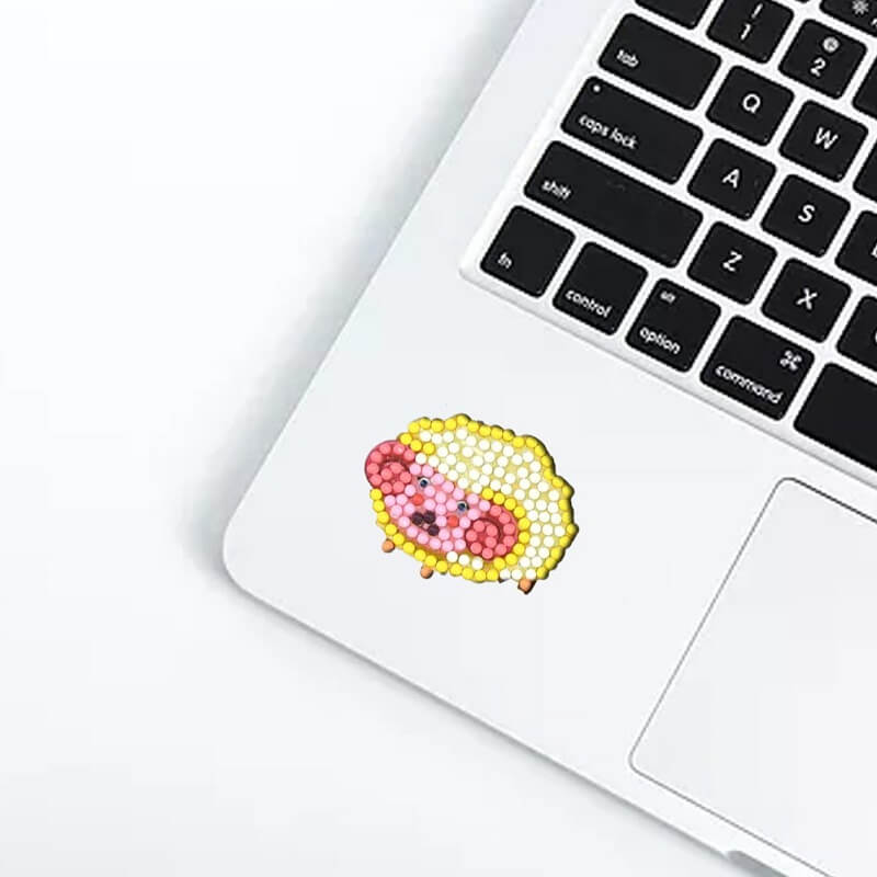 cute sheep diamond painting sticker on laptop