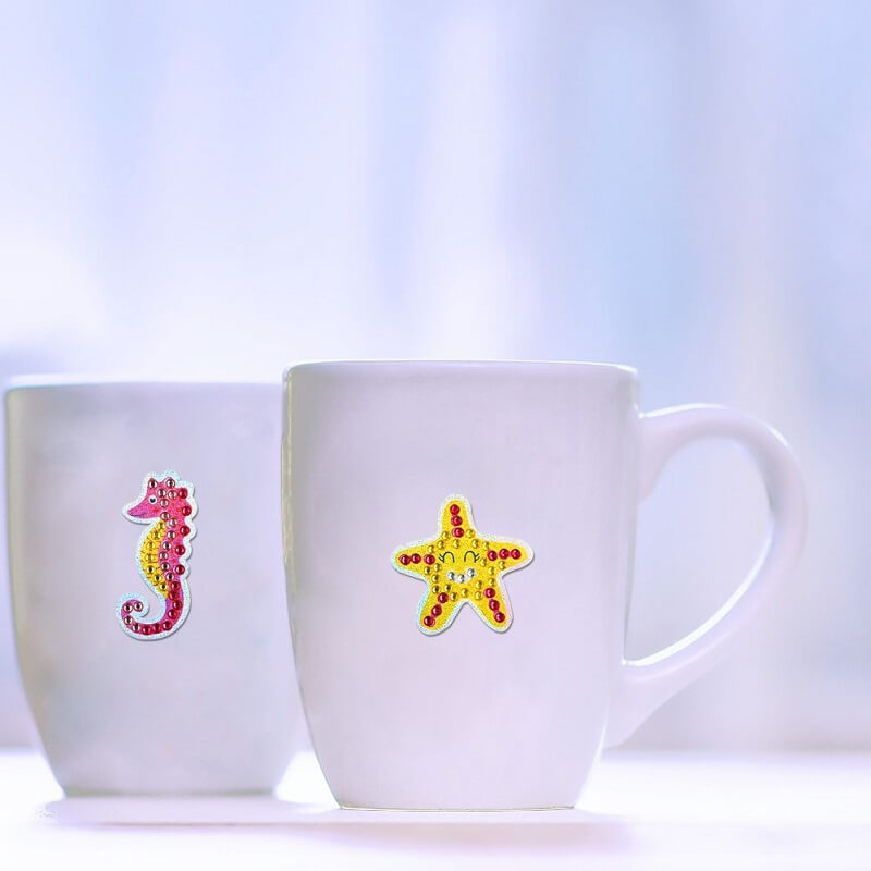 sea horse and starfish diamond painting mosaic adhesive stickers on mugs